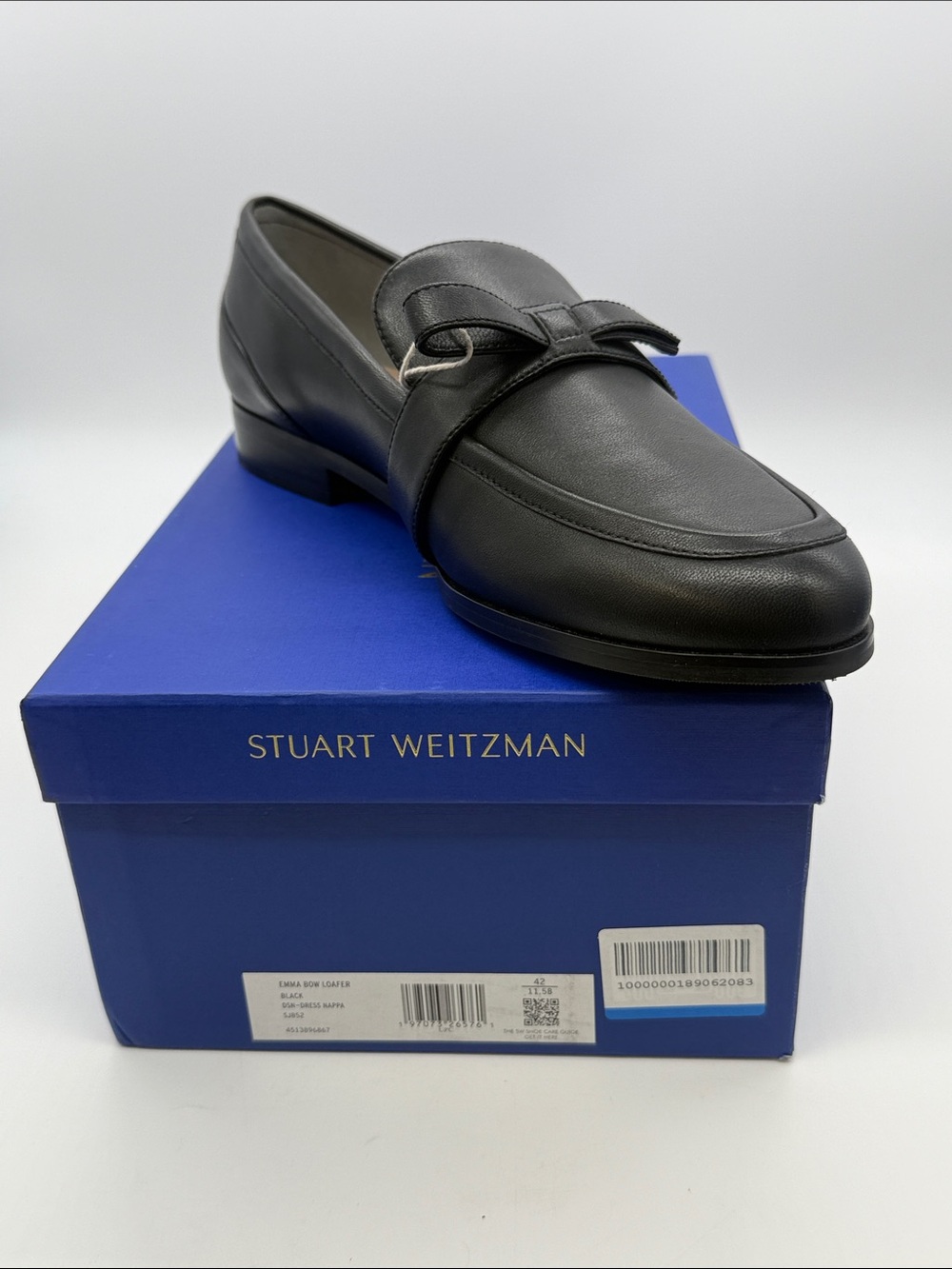 Stuart Weitzman Black Leather Slip-On Loafer